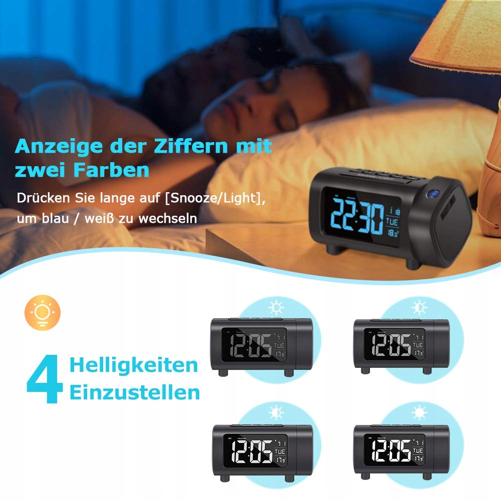 BUDZIK ZEGAR VA Z PROJEKCJĄ ALARM DST PROJEKTOR Kod producenta FV8MITJKJM