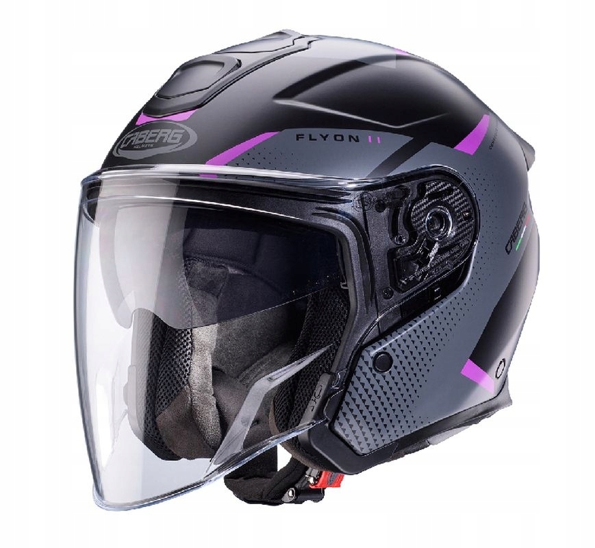 Caberg Otvorená Prilba Jet Otvorená Flyon II Boss Farba Čierna Matná/šedá/fuchsia