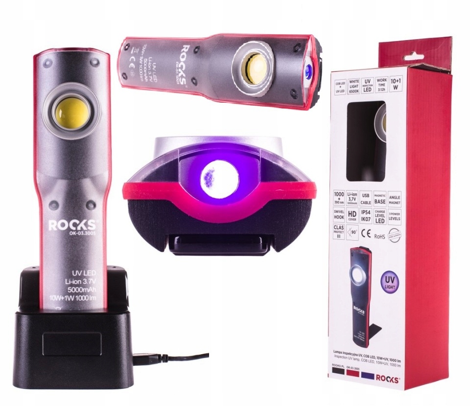 ROOKS LAMPA WARSZTATOWA LATARKA 1000LM COB LED 10W