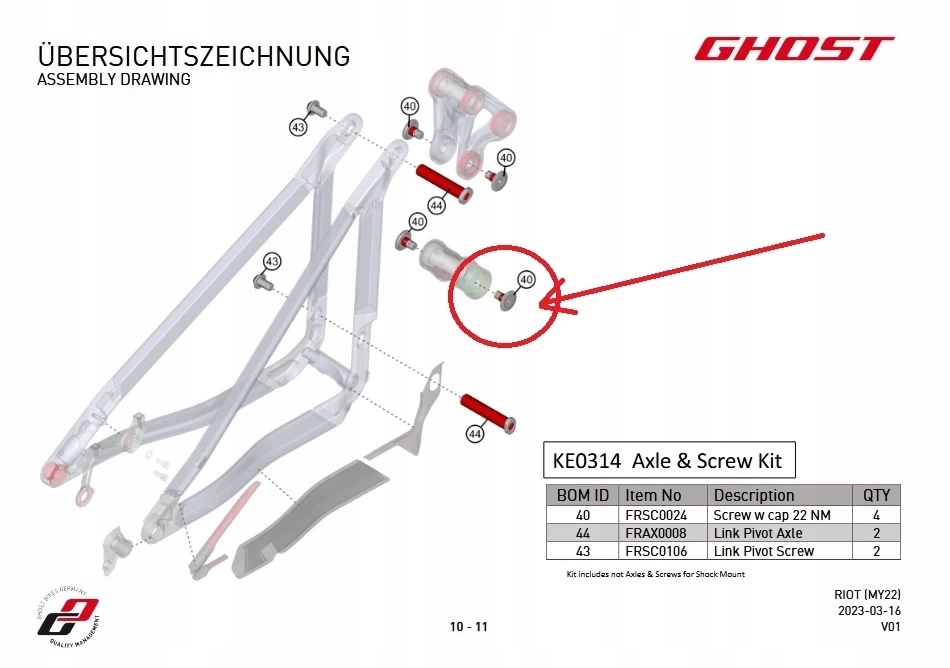 Śruba zawieszenia Horstlink Lapierre, Haibike, Ghost E-Bike