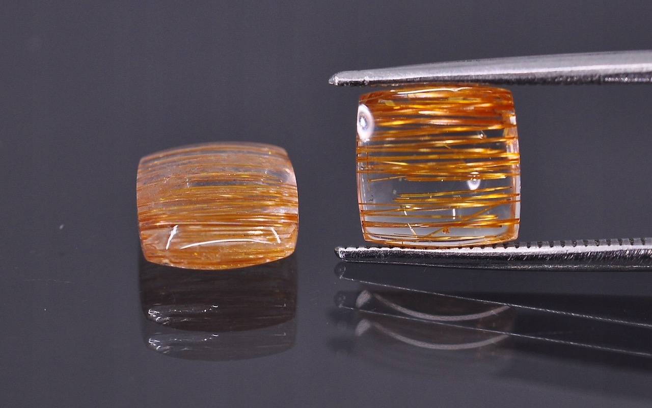 Křemen s rutilem čočka Para cushion 7x7 mm