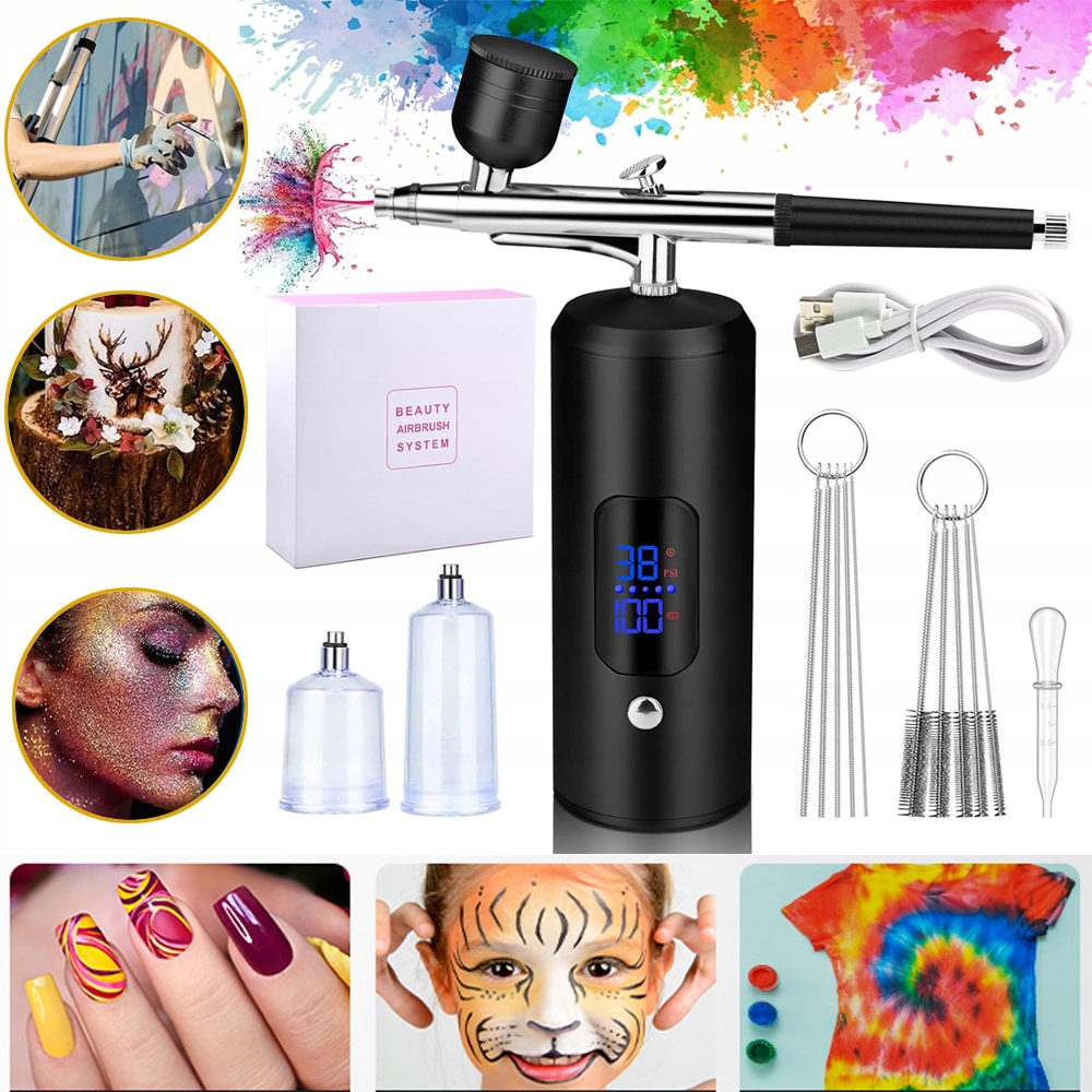 Sada Airbrushů, Stříkací Pistole S Kompresorem, Štětec Na Make-up