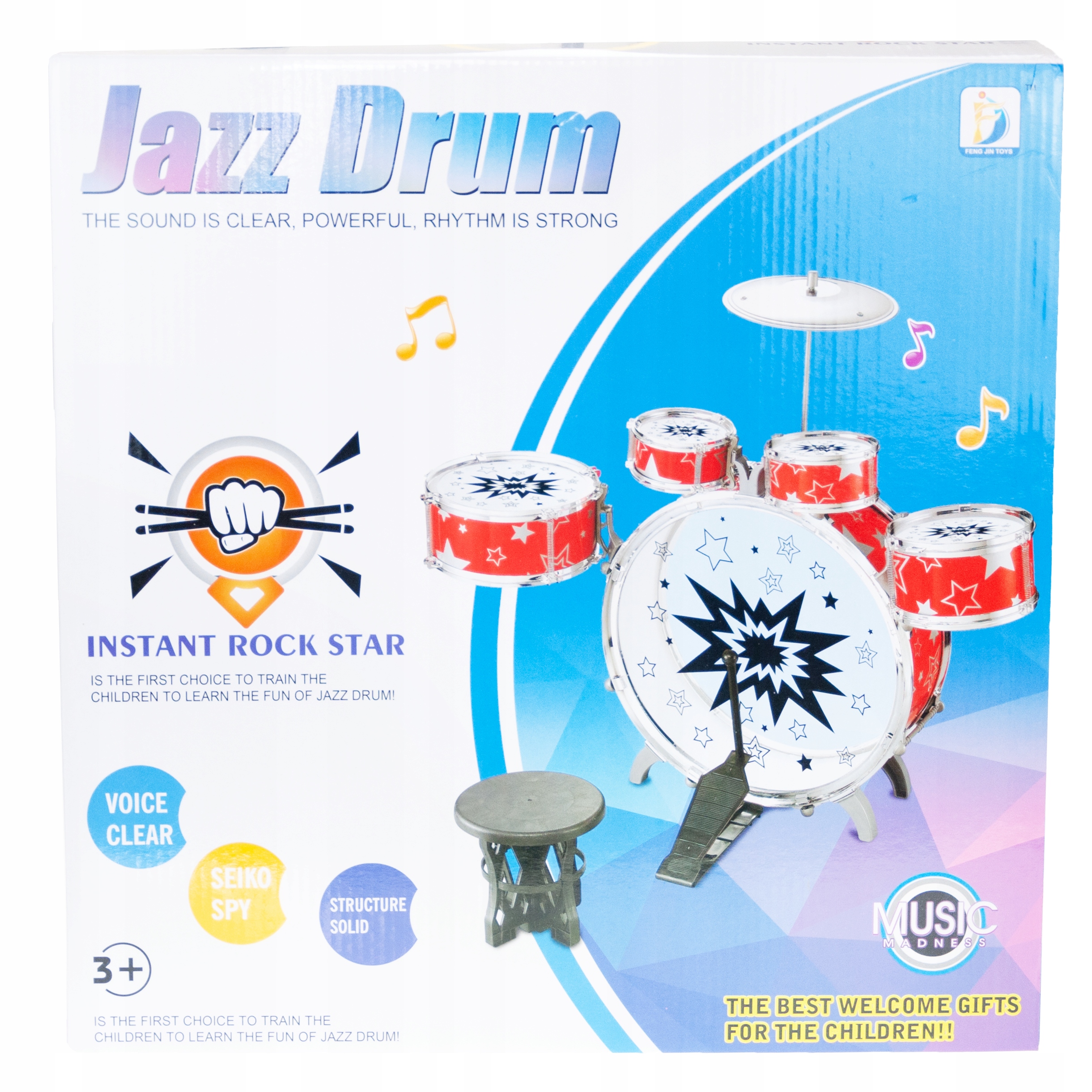 PERKUSJA DLA DZIECI ZESTAW 5 BĘBNÓW TALERZ TABORET ZABAWKA INSTRUMENT muzyk Kod producenta TG55493