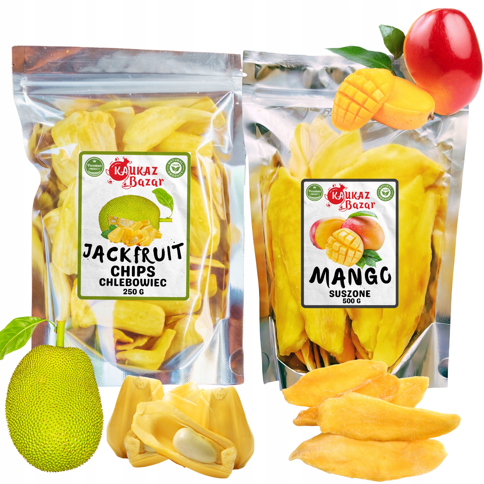 Levně Mango sušené 500 g Jackfruit Chipsy Křupavé 250 g Sada Kaukaz Bazar