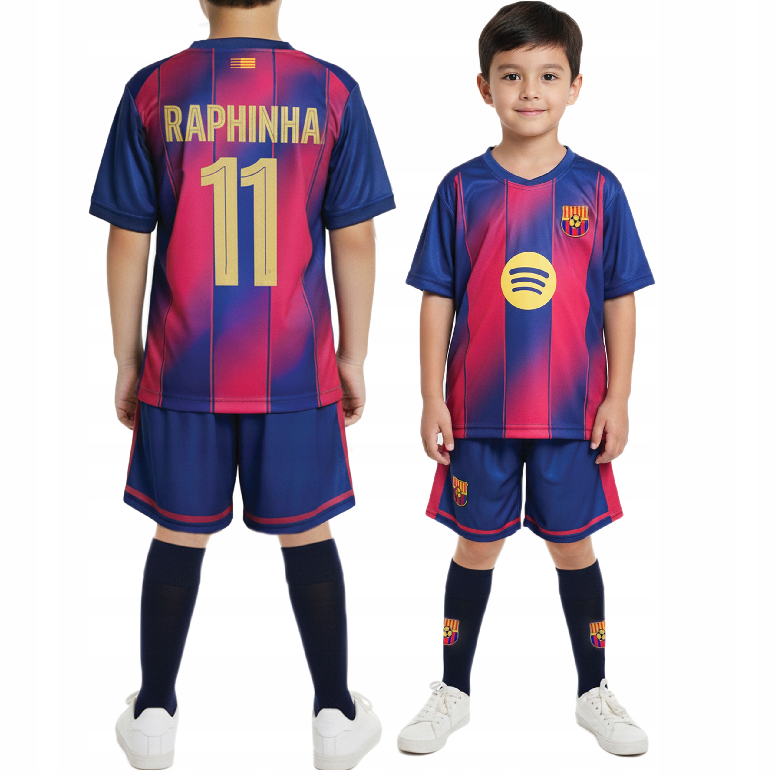 Strój Piłkarski Raphinha Barcelona z Getrami 146 cm Komplet Dla Dzieci