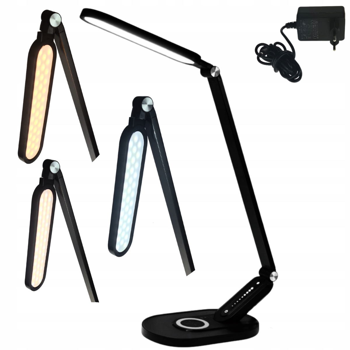 Stolová lampa s bezdrôtovou nabíjačkou Školská Led lampa čierna Nilsen