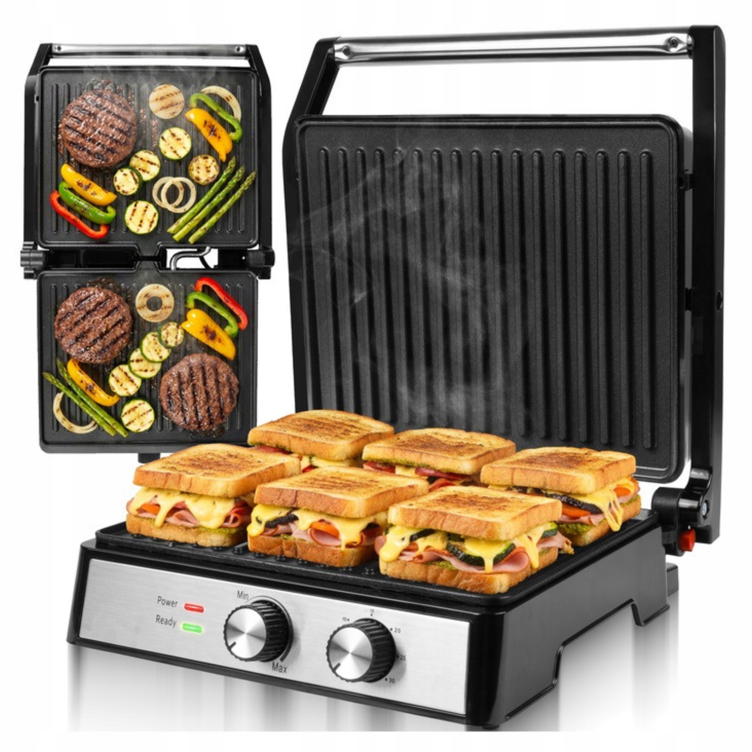 Elektrický Rozkládací Gril Toustovač Pro Sendviče Panini Timer 2500 W