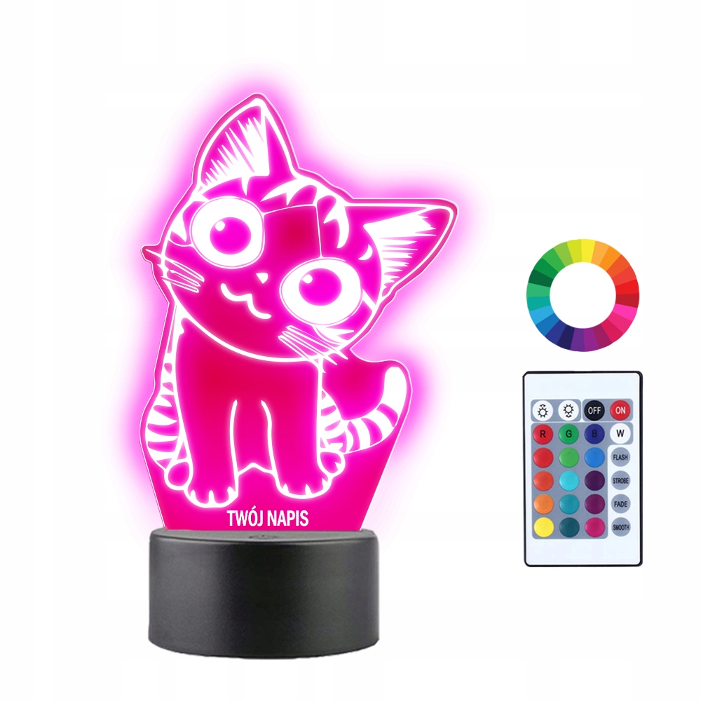 

Lampka Nocna 3D Led Kot Kotek Grawer