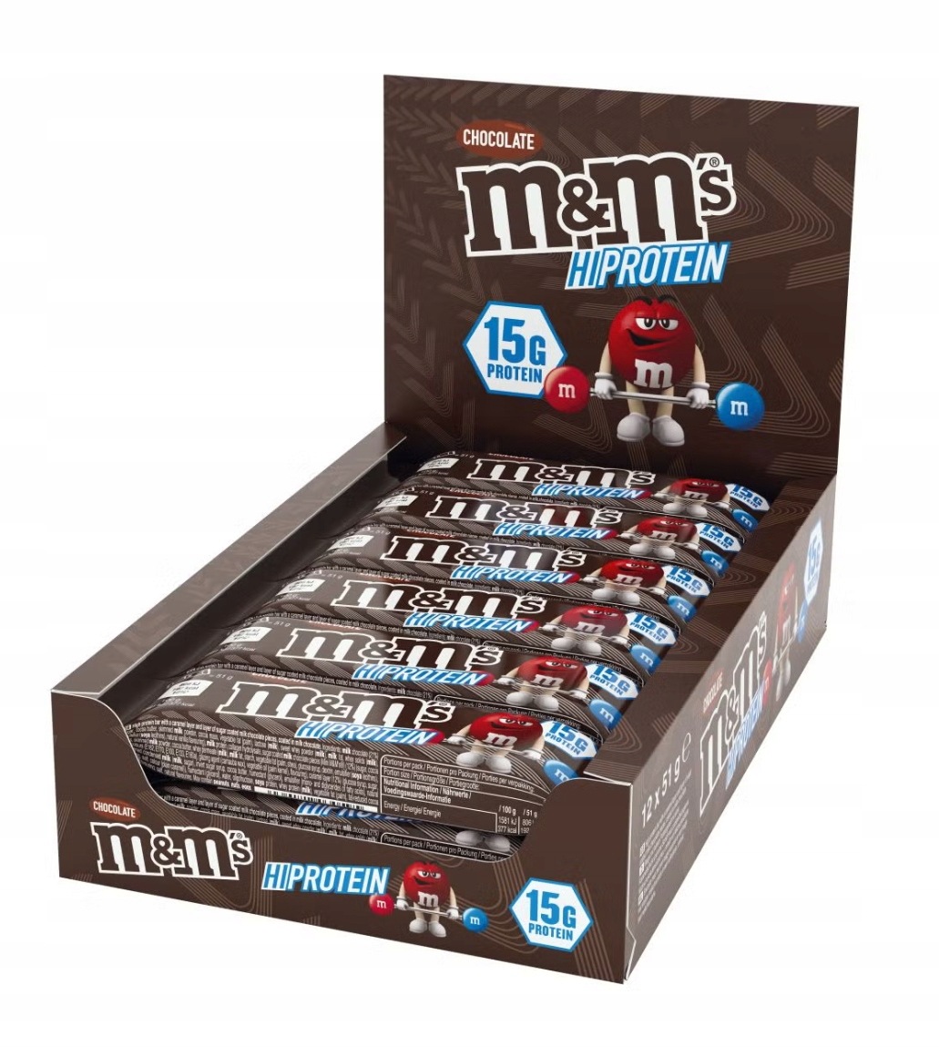 M&M's Hi Protein Chocolate Bar 12x51g Proteinová Tyčinka Proteinová Čokoláda
