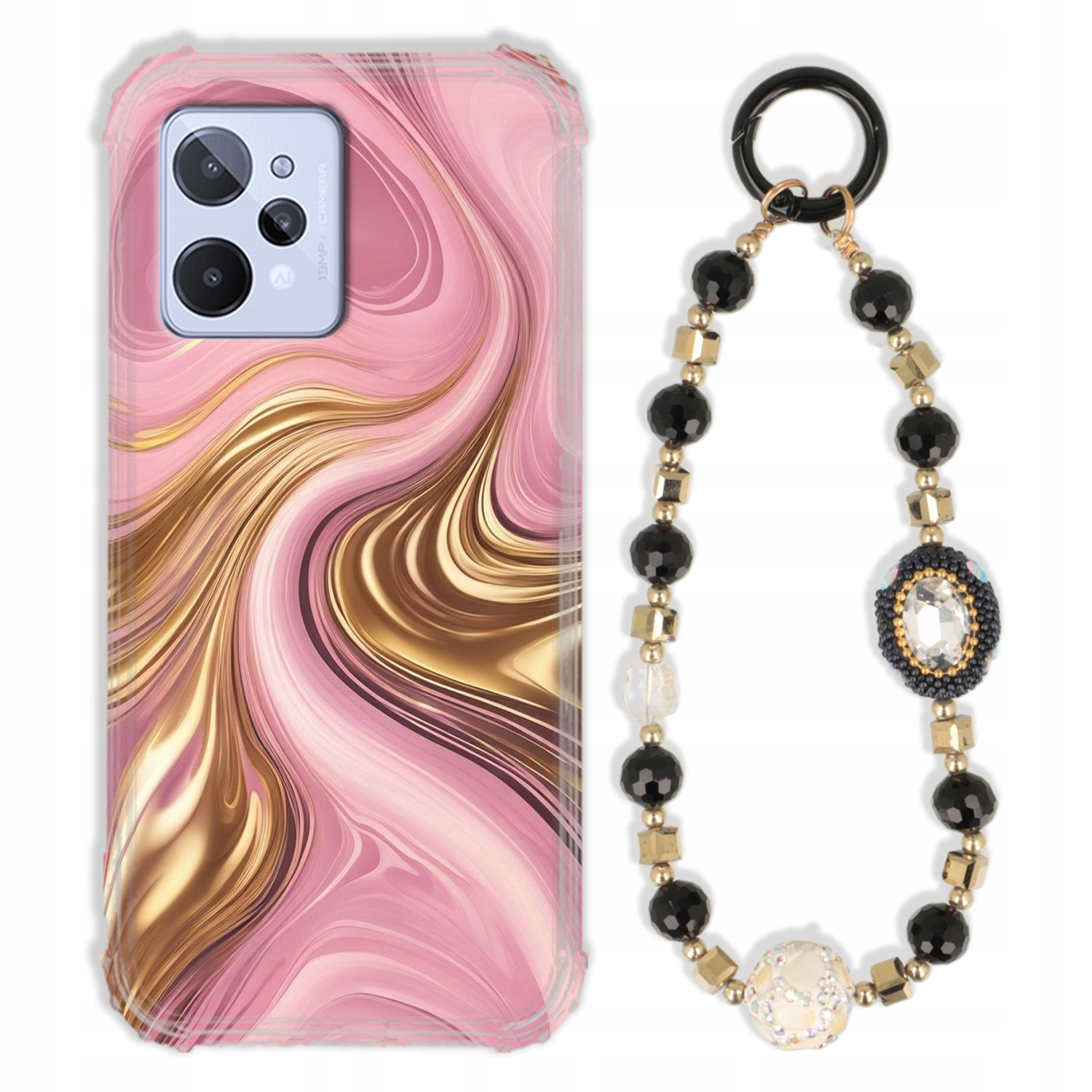 Puzdro Pre Realme C31 Case Antishock Zirkóny Čierno-zlaté |odolné|pevné