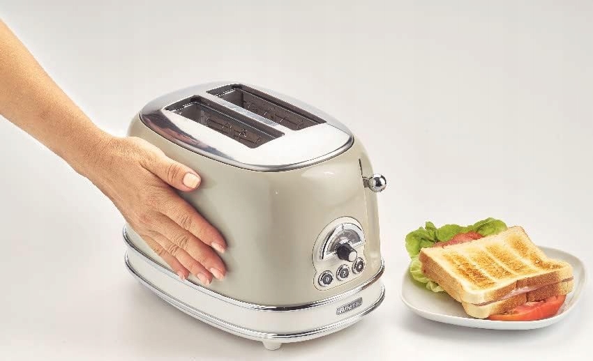 ARIETE Vintage Toster Retro 2-Scheiben 6 Poziomów Automatyczny 810W Beżowy — miniatura 5
