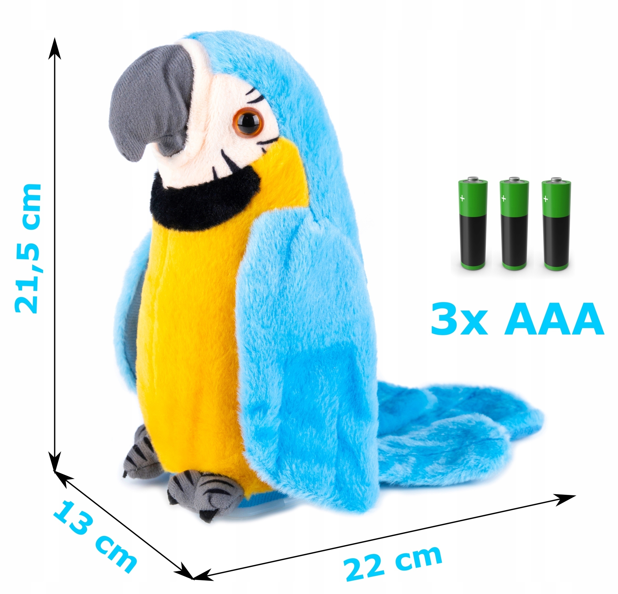 PAPUGA INTERAKTYWNA PLECIUGA GADAJĄCA POWTARZA MÓWI RUSZA SIĘ Efekty dźwiękowe wibracje