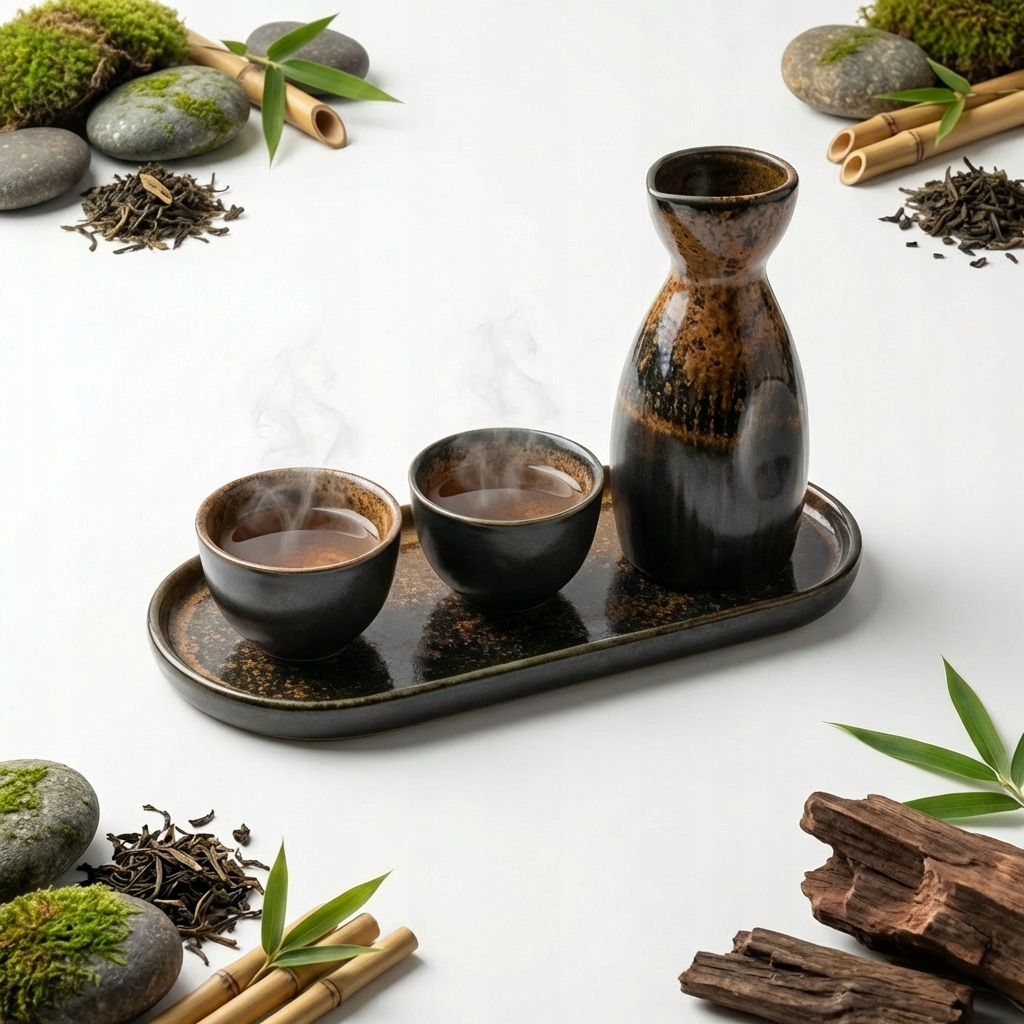 Sada Na Nápoje Ondes Černá S Hnědými Akcenty, 4 Prvky, 200 ML