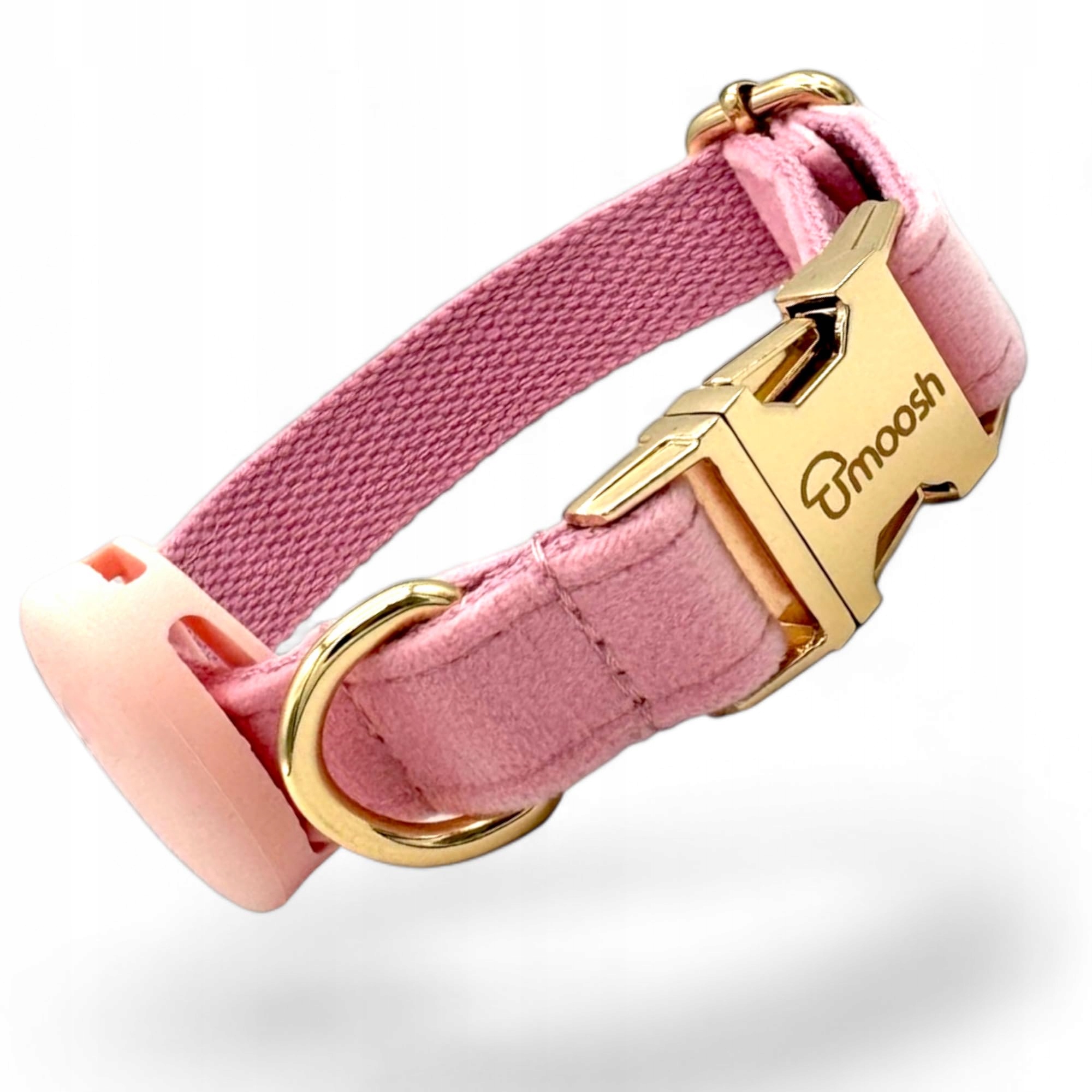 Levně Sametový obojek pro psa XL růžový s držákem na Airtag, elegantní