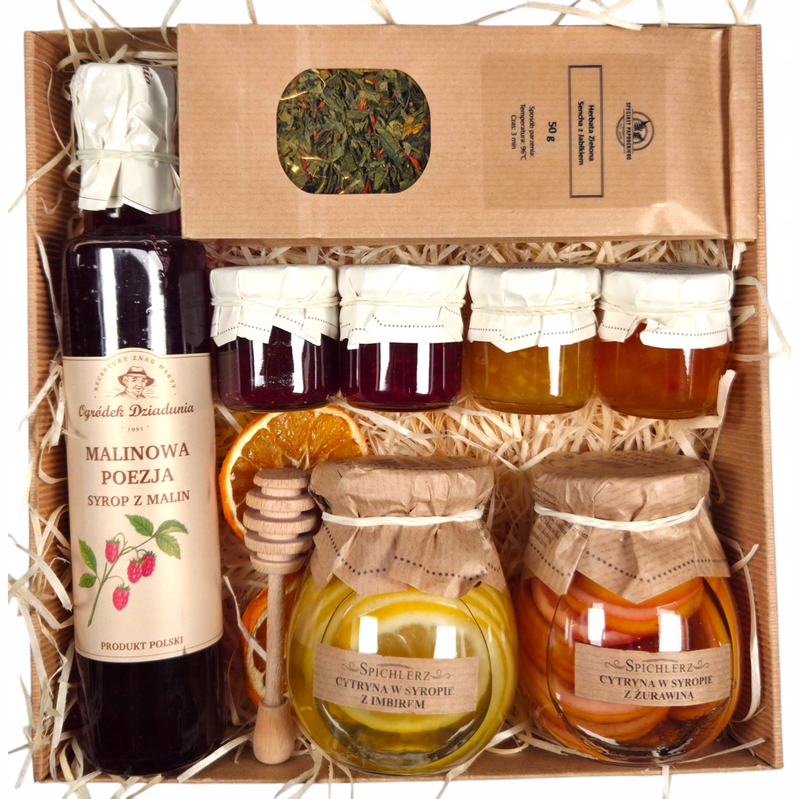 Levně Dárková Sada Pro Maminku Tatínka Dědečka Box Sirup Dárek Zavařenina Čaj