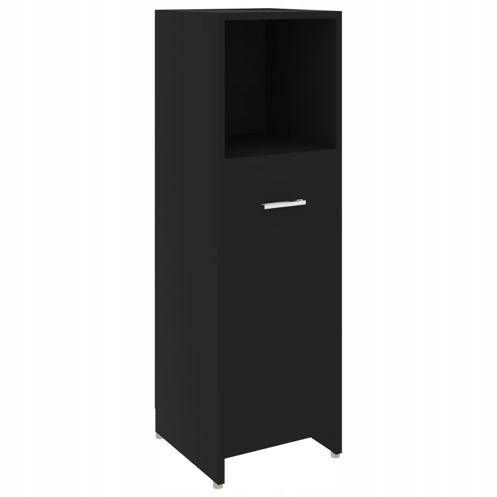 Elegantní koupelnová skříňka z dřevěného materiálu, černá, 30x30x95