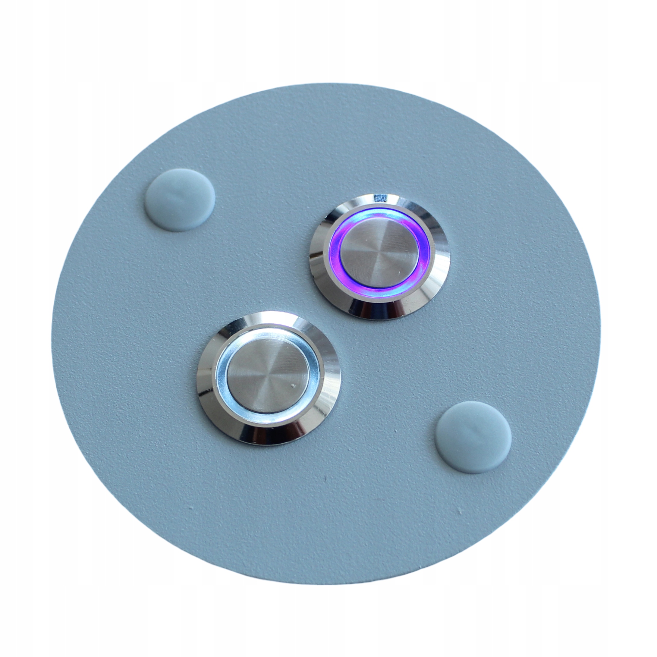 Dvojitý tlačítkový zvonek pro interkom Kovový LED9/230V D8,5 kulatý šedý