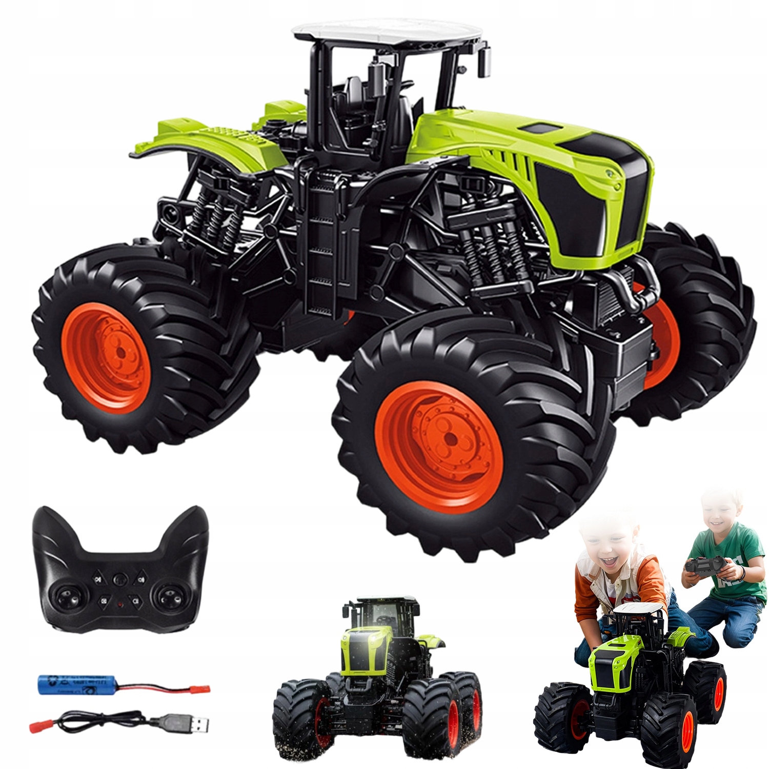 Ciągnik Rolniczy Rc Zdalnie Sterowany Duży Traktor 6-Kanałowy Pilot Zabawka