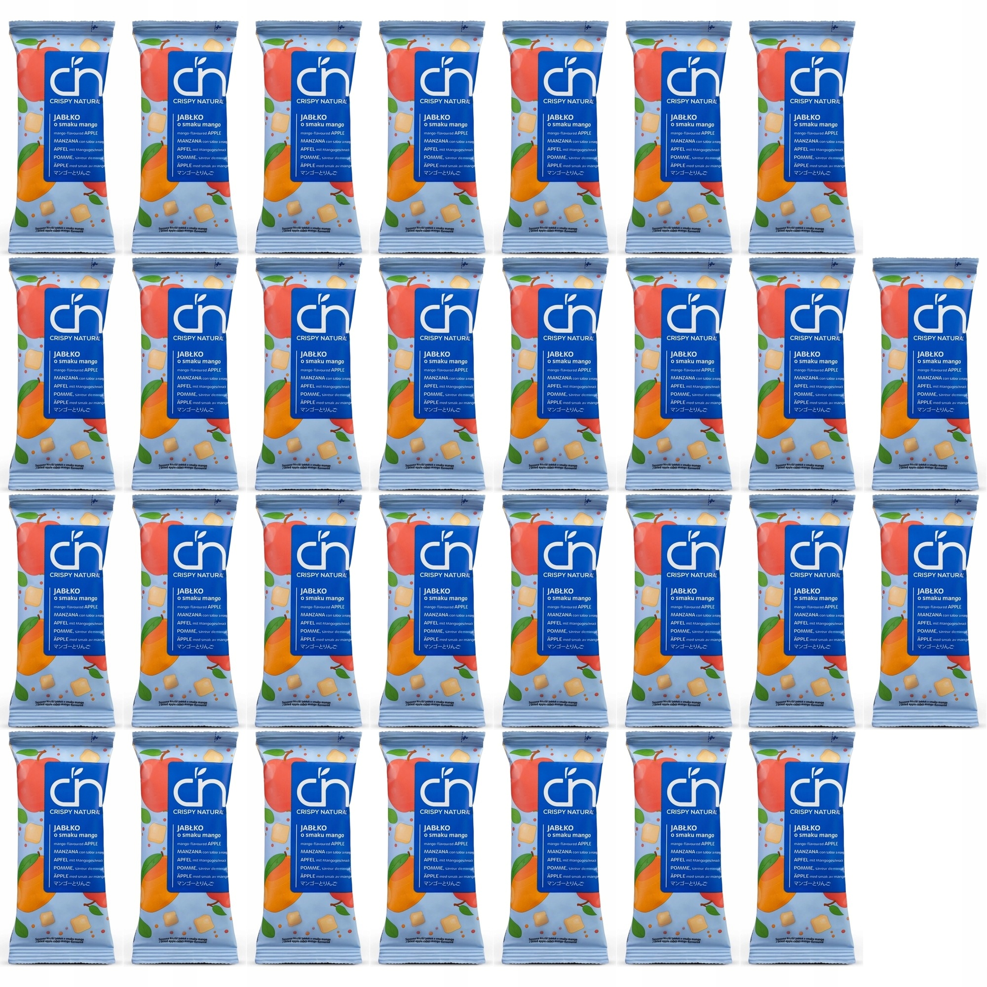 Zestaw Crispy Natural Jabłko o smaku mango suszone kostki z 30 szt.