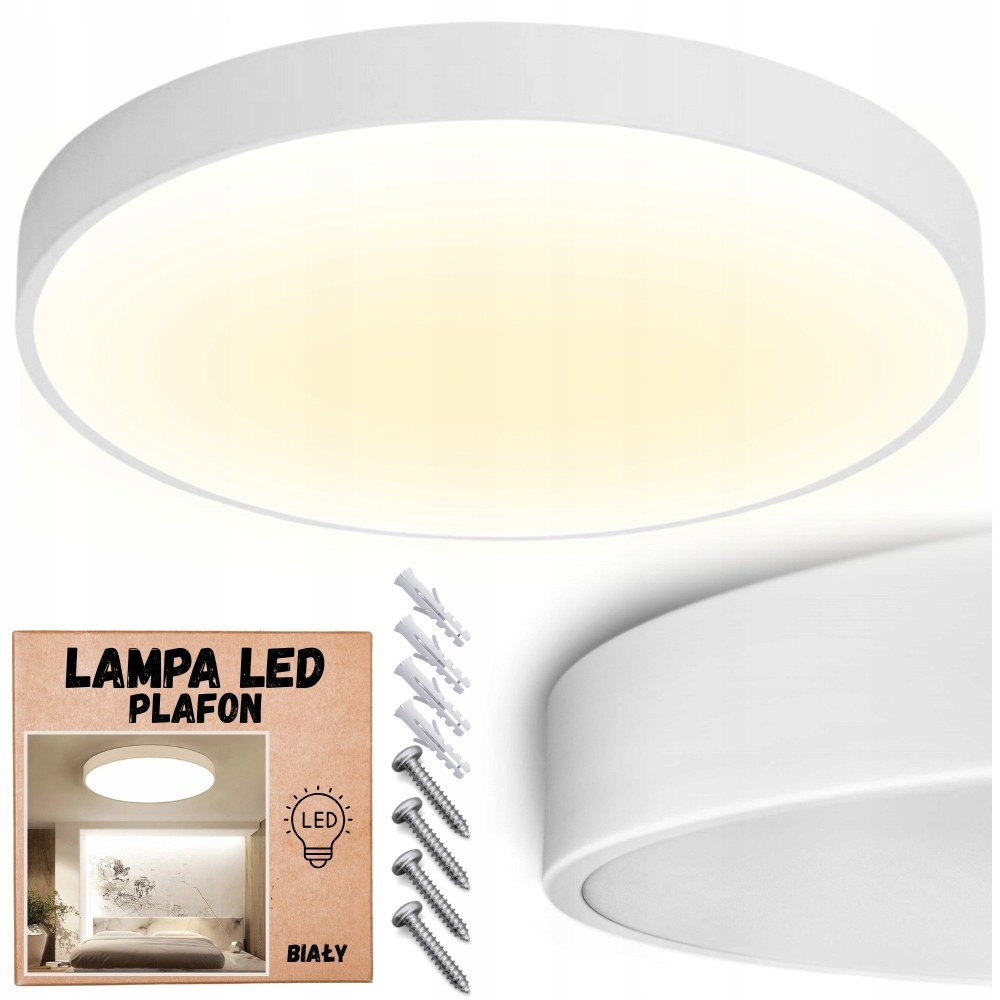 Lampa sufitowa plafon led 28w barwa ciepła 50cm do kuchni biura czarny