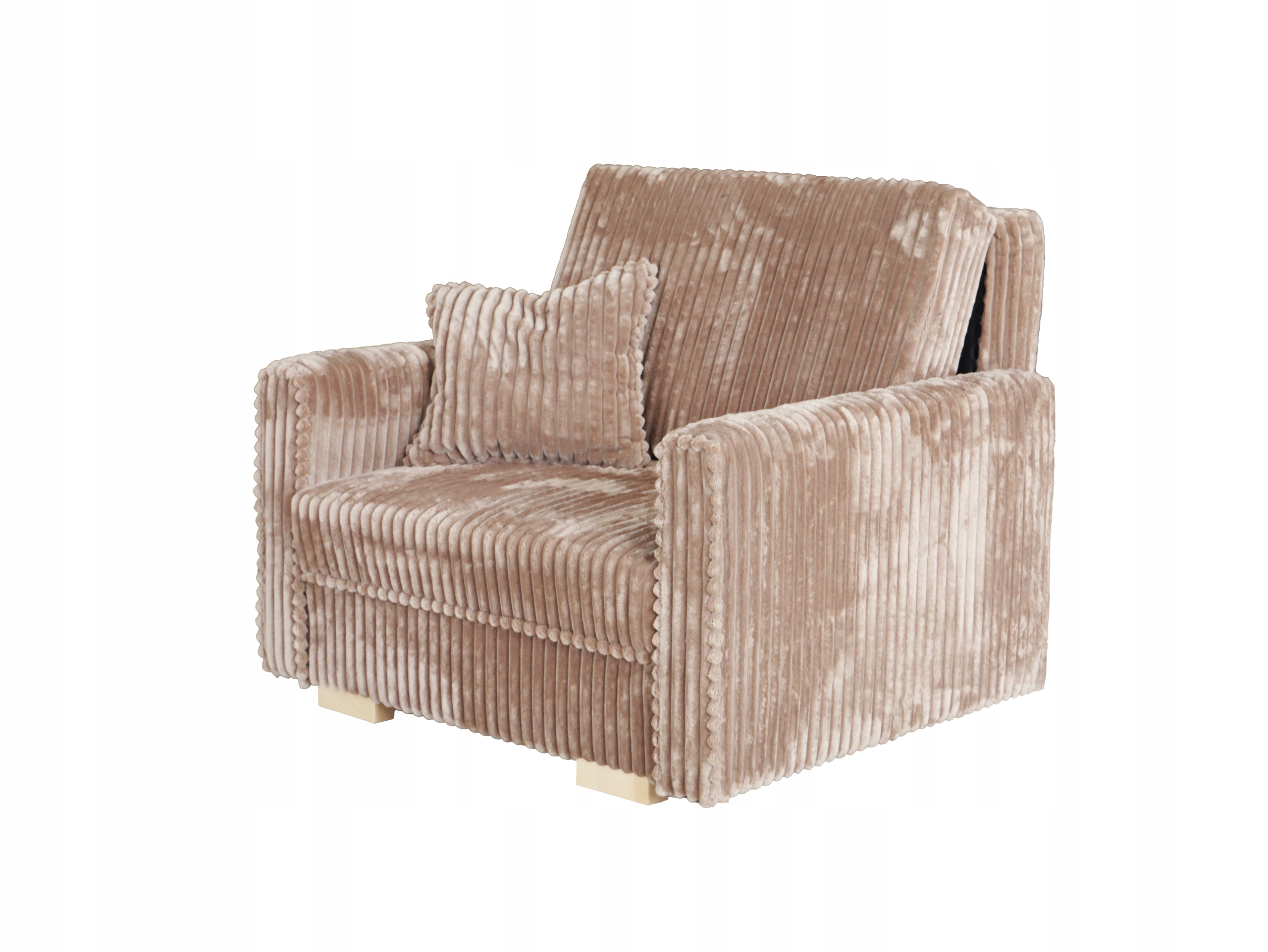 VIVA I PIANO brązowa sofa fotel rozkładany pluszowy sztruks Tilia pasy