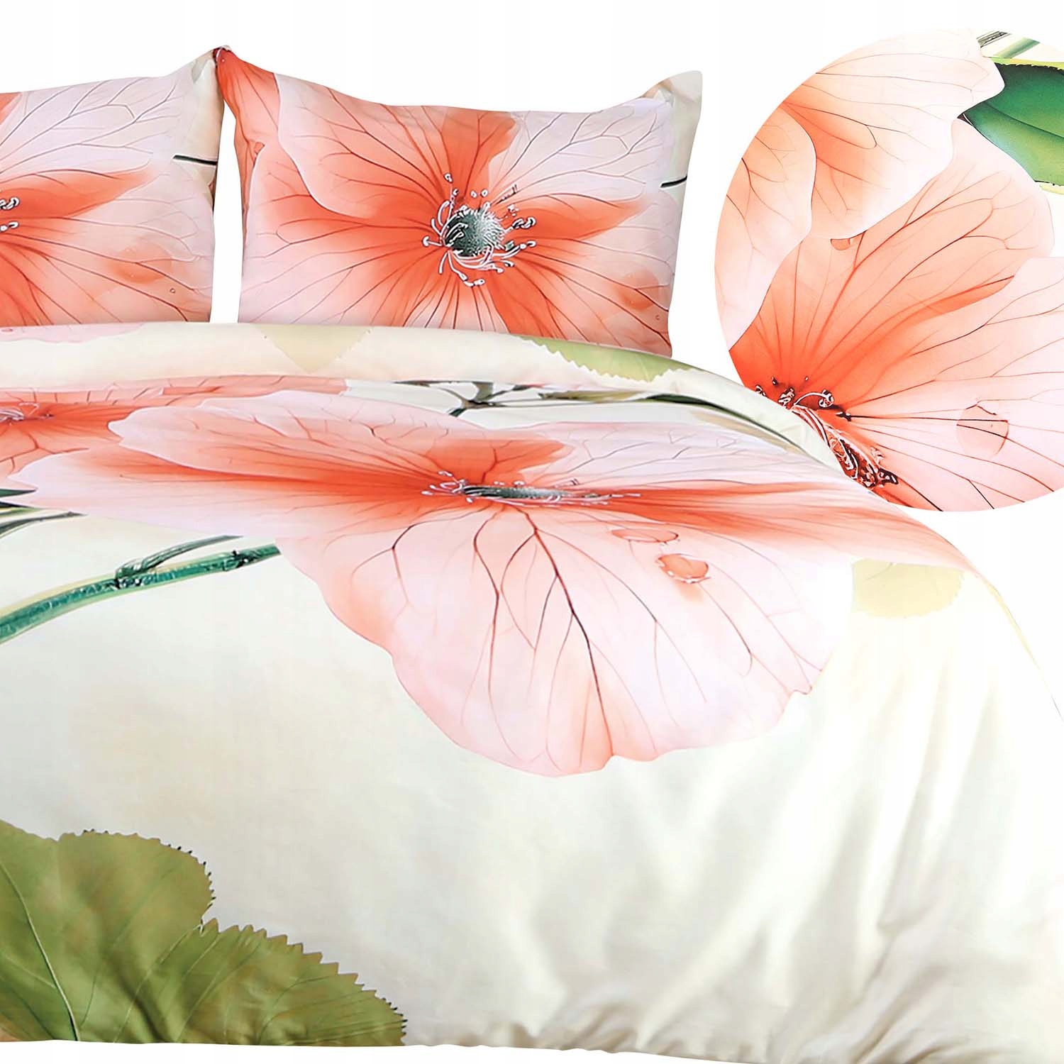 Povlečení bavlněné 180x200, přírodní satén, jarní vzory