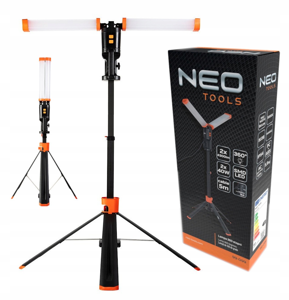 Neo Tools Dvojitá lampa 360 stupňov 2x4300lm Vysoká Abs Lampa 99-099