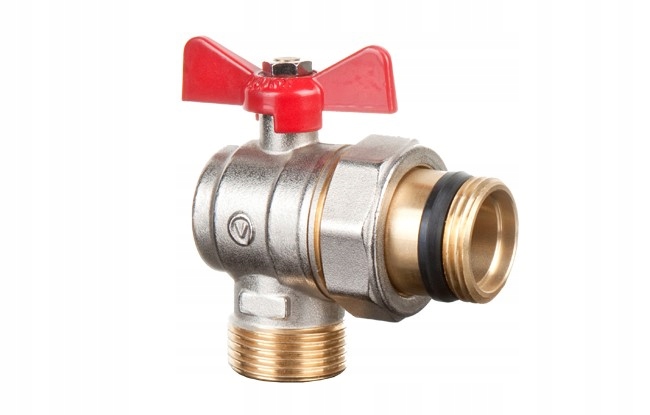 Zawór kulowy wodny ze śrubunkiem motylek do rozdzielacza Kątowy 1" DN25