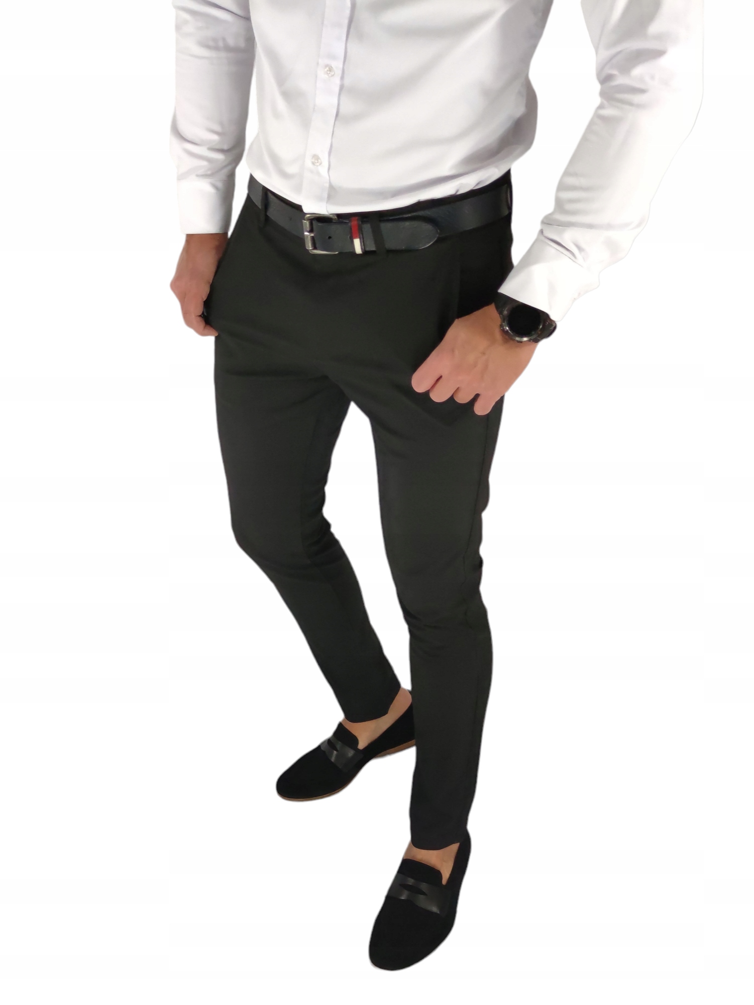 Dámské slim chino kalhoty hladké černé DJ06 W31