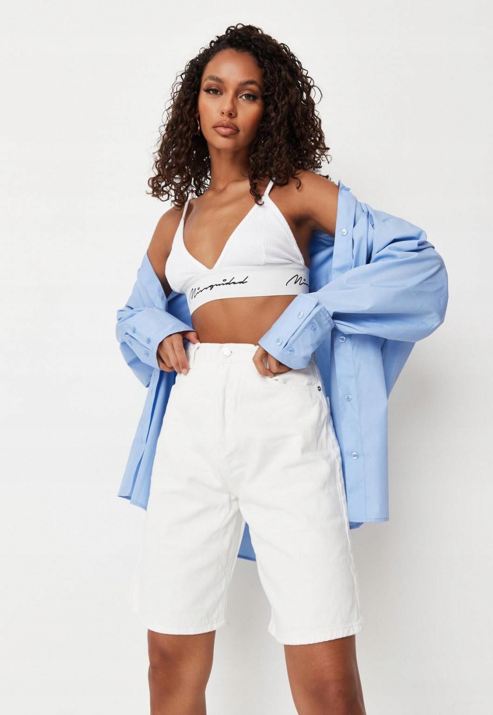 

Missguided_spodenki Jeans Wysoki Stan Szorty G1808