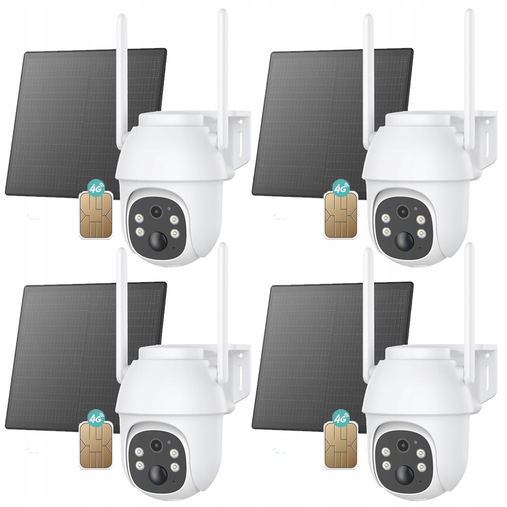 4 kusy 4G Lte Cellular Venkovní bezpečnostní kamera s 2K Hd Sim kartou