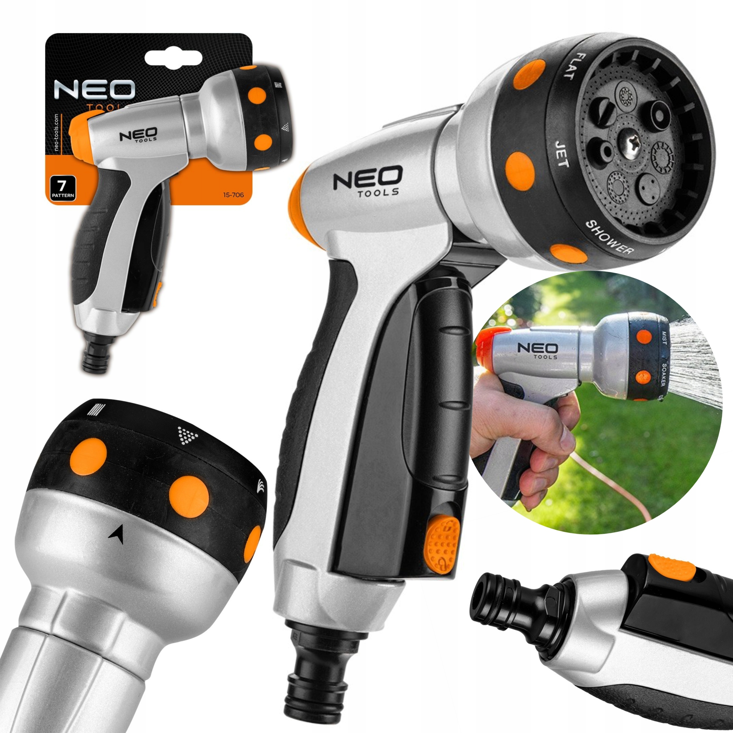 Neo Záhradný Multifunkčný Zavlažovač 7 Funkcií S Funkciou Kliknutia 15-706