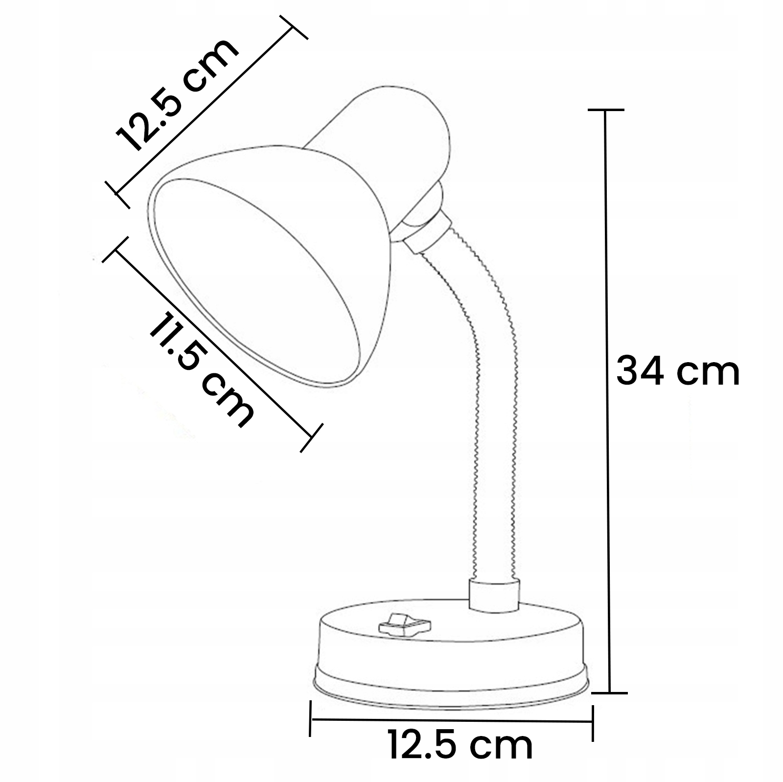 Lampka Biurkowa Szkolna Regulowana Na Biurko Nocna Stojąca E27 Lampa Głębokość produktu 12.5 cm