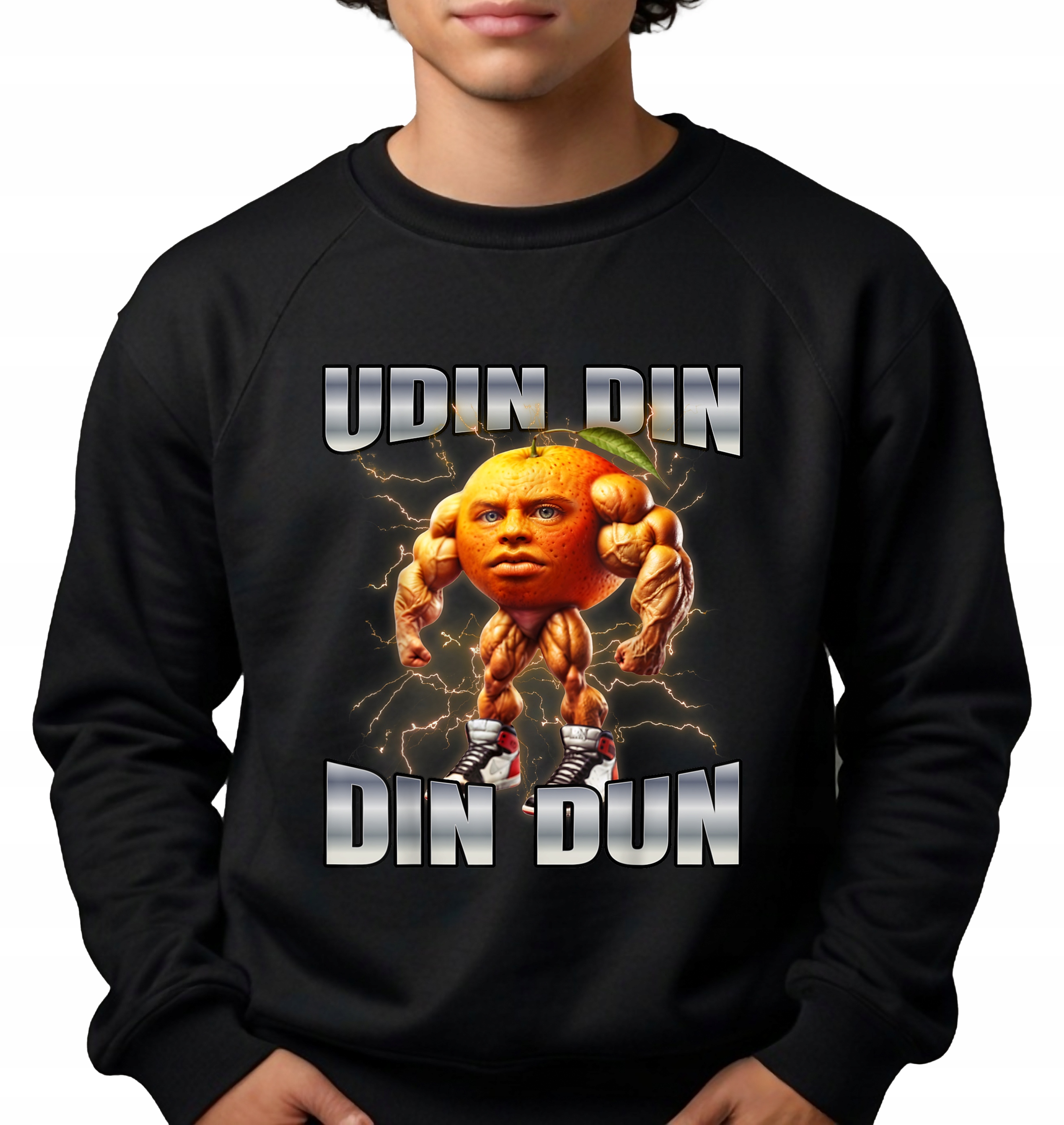 Pánská Mikina Černá Dárek Brain Rot Tiktok Trend Udin Din Dun Vel S