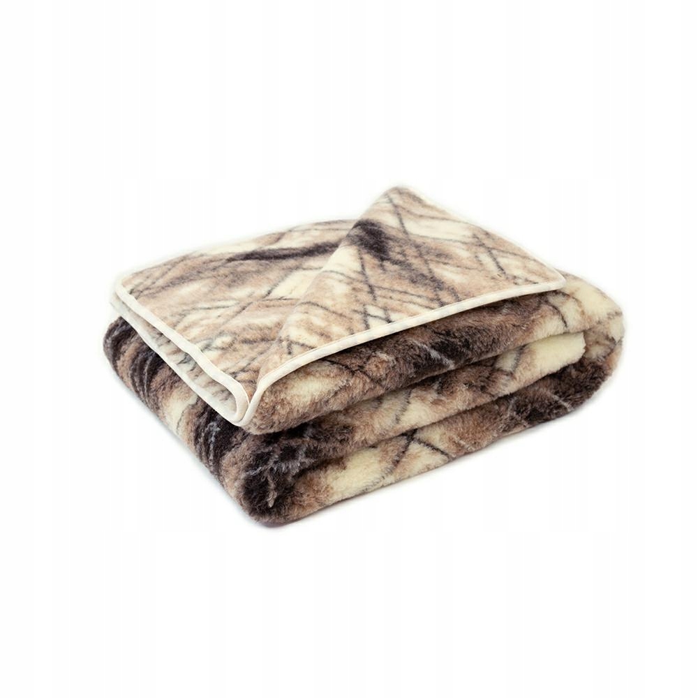 Vlněná deka z merino 140x200 Serpe béžovo-hnědá v řadě