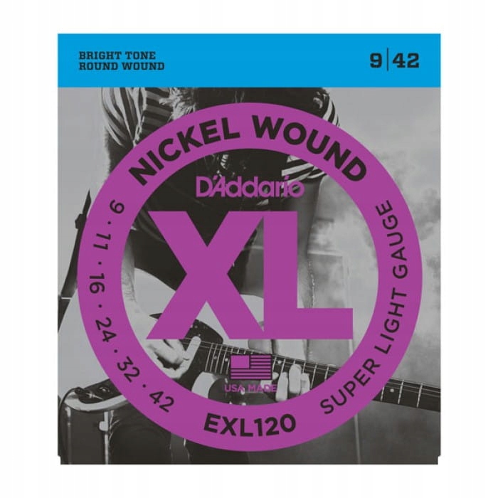 

Struny D'Addario EXL120 9-42 gitary elektrycznej