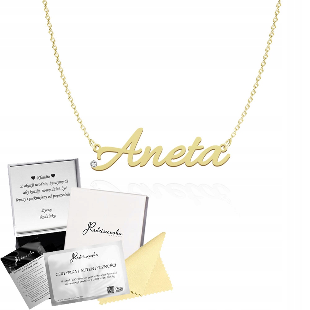 Zlatý Náhrdelník se Jménem Aneta Řetízek Stříbro 925 Dedikace Bonus