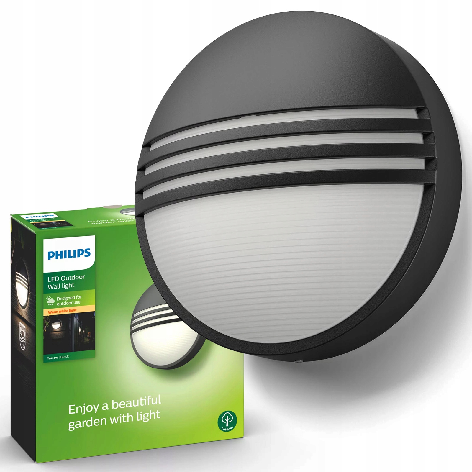 Zahradní Led lampa Fasádní nástěnné svítidlo 6W 2700K IP44 kulatá černá Philips