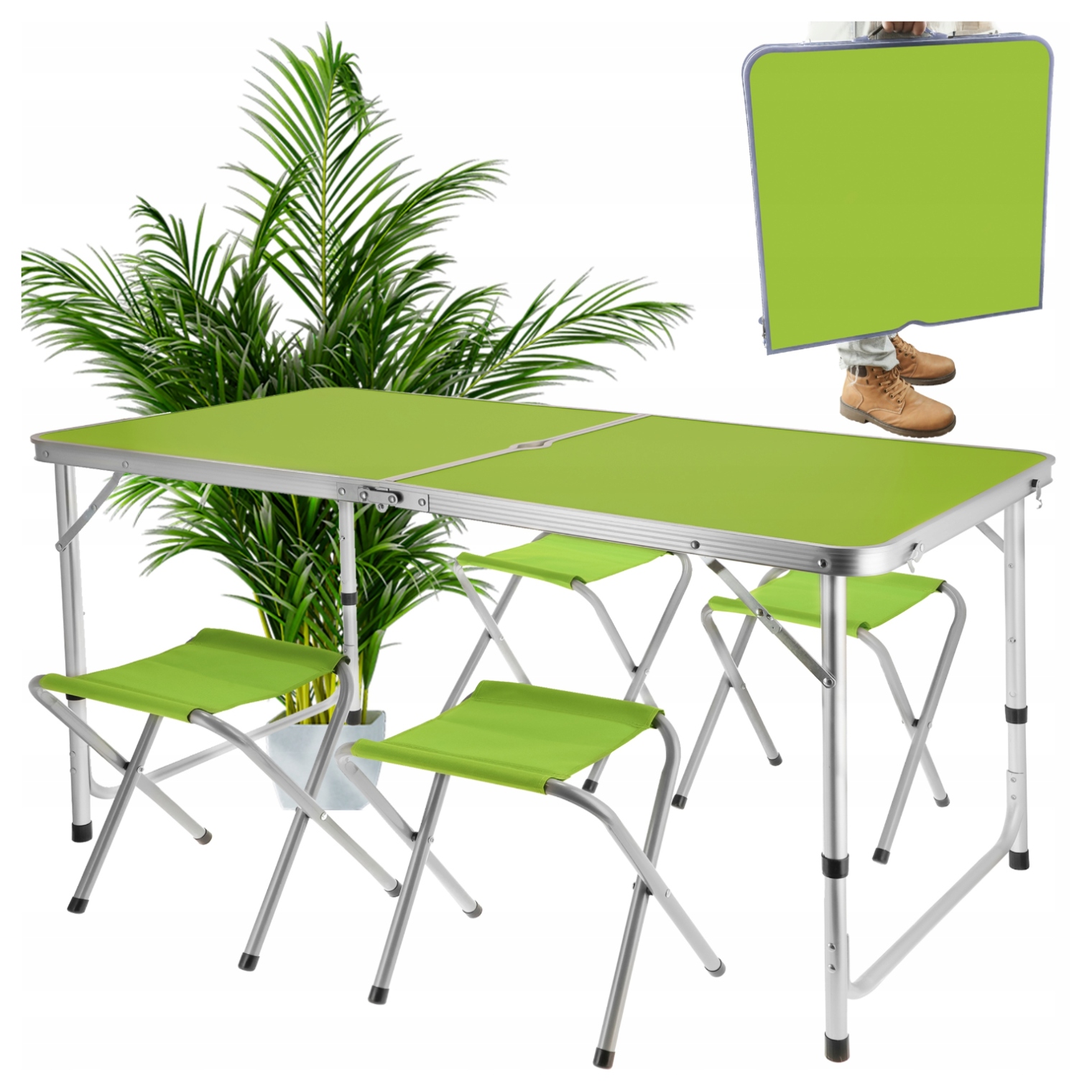 Zestaw Kempingowy składany Turystyczny ogrodowy walizka Stolik 4 Krzesła