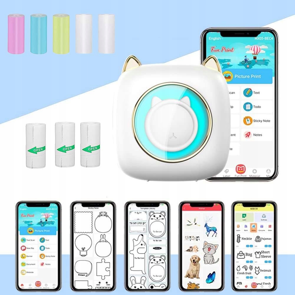 Mini drukarka termiczna przenośna C23 BT LED Kod producenta Portable Mini Printer