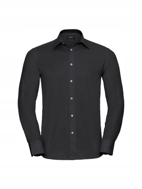 Pánská košile s dlouhým rukávem Oxford Collection Russell, černá, 3XL