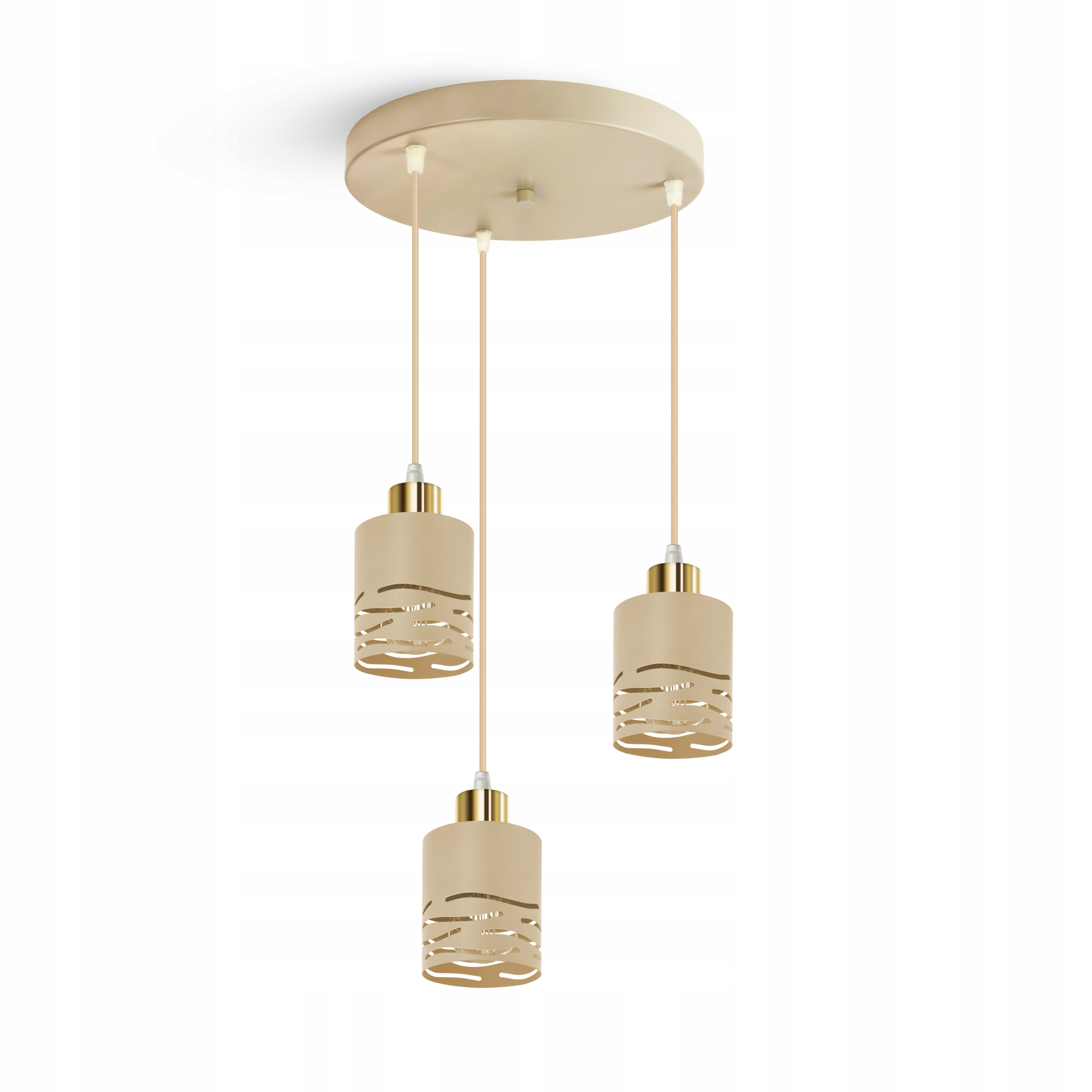 Závěsná lampa trojitá nastavitelná Béžová zlatá 3xE27 Led Fale do obývacího pokoje