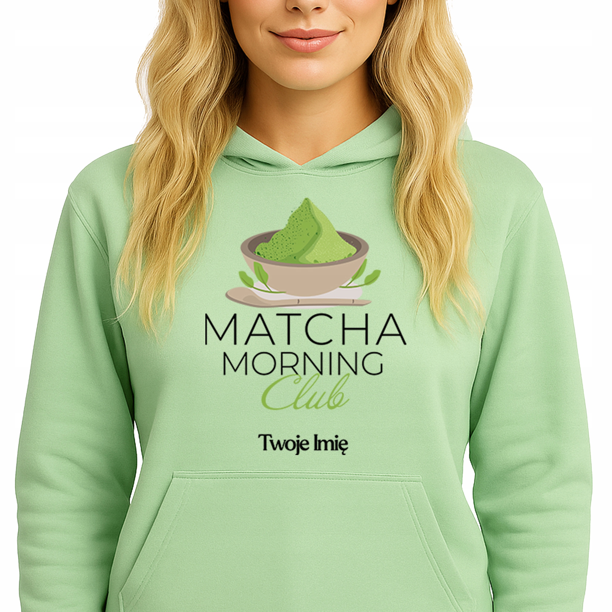 Mikina Hoodie Pistachio pro milovnici Matchy Matcha Morning Club Jméno M