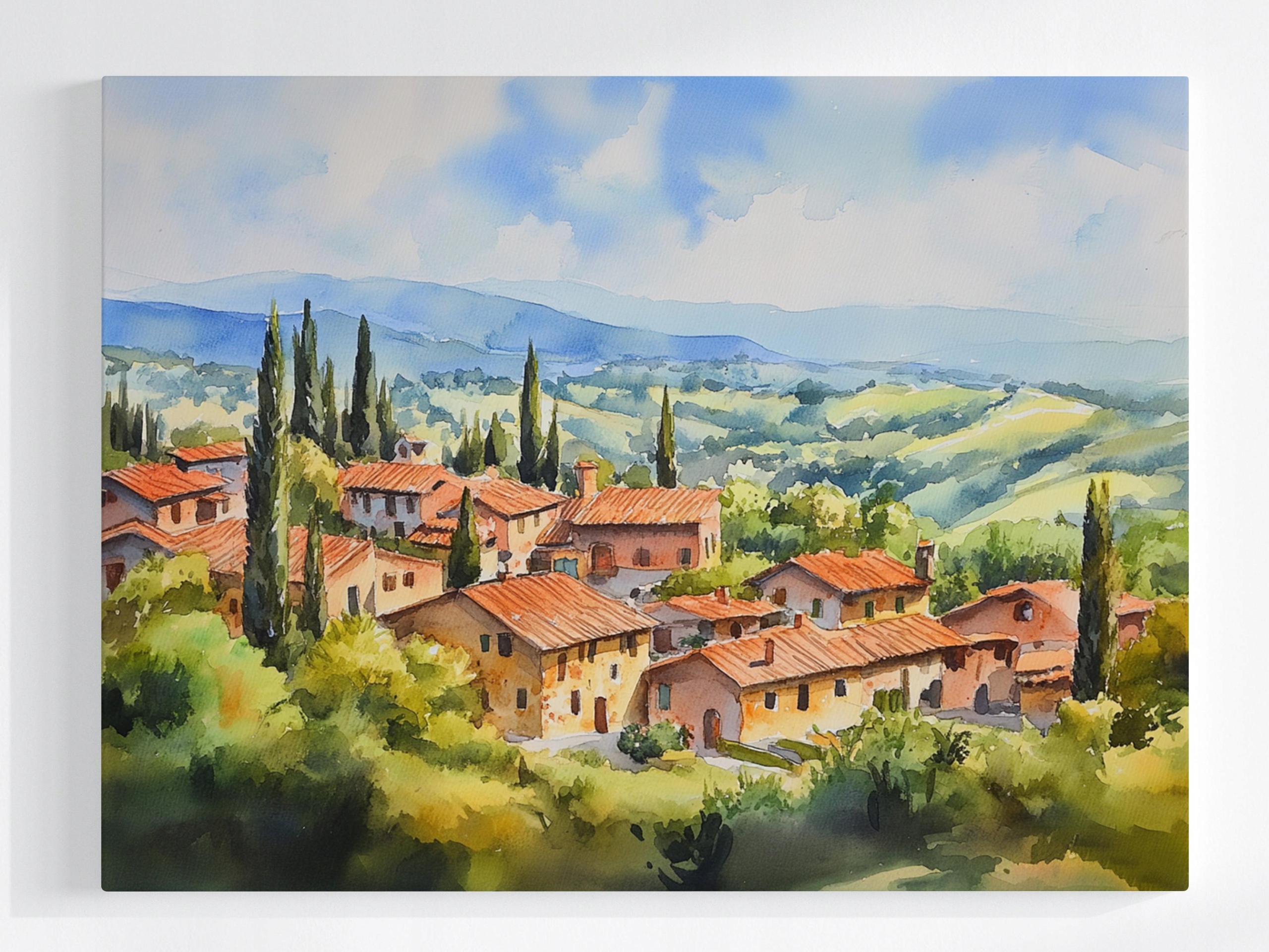 Obraz Na Plátně Canvas Krajina Pohled Itálie Toskánsko Město Hory 80x60