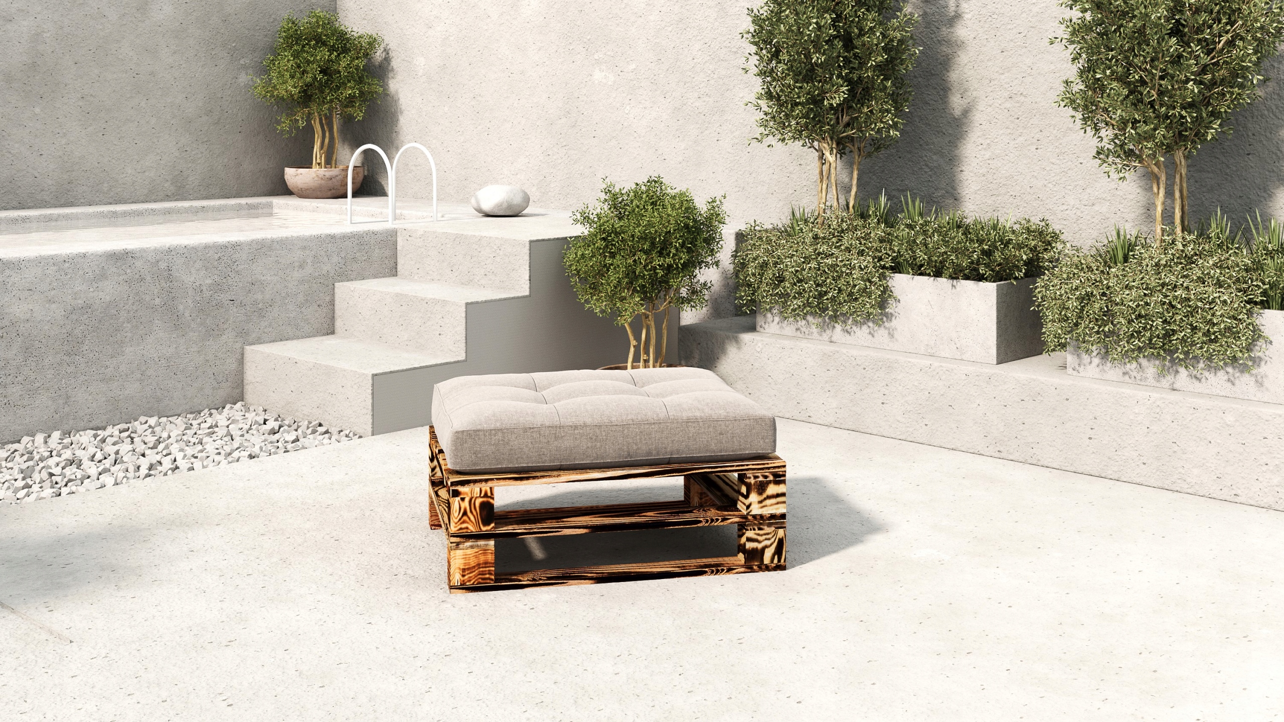 Nábytek z palet 60/60 cm taburet, sada zahradního nábytku (Mpe-P-6/6R)