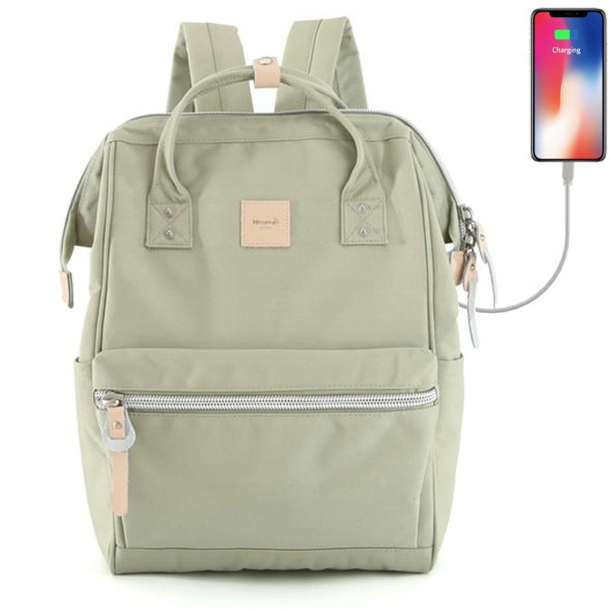 Plecak damski miejski Himawari Sorrel HM1881 na laptopa 13,3 Usb szałwia