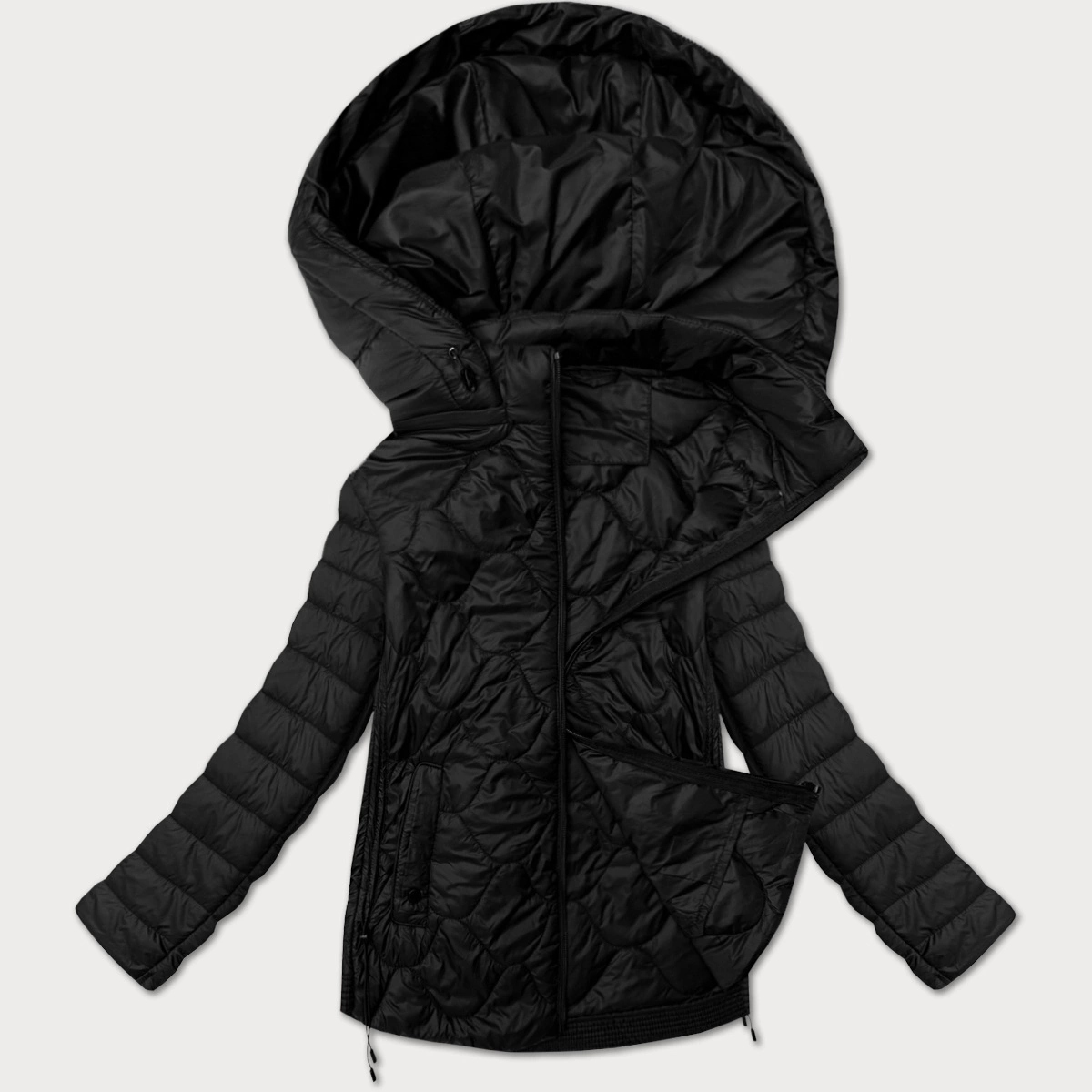 Prošívaná Bunda Plus Size 16M9269 Černá 50