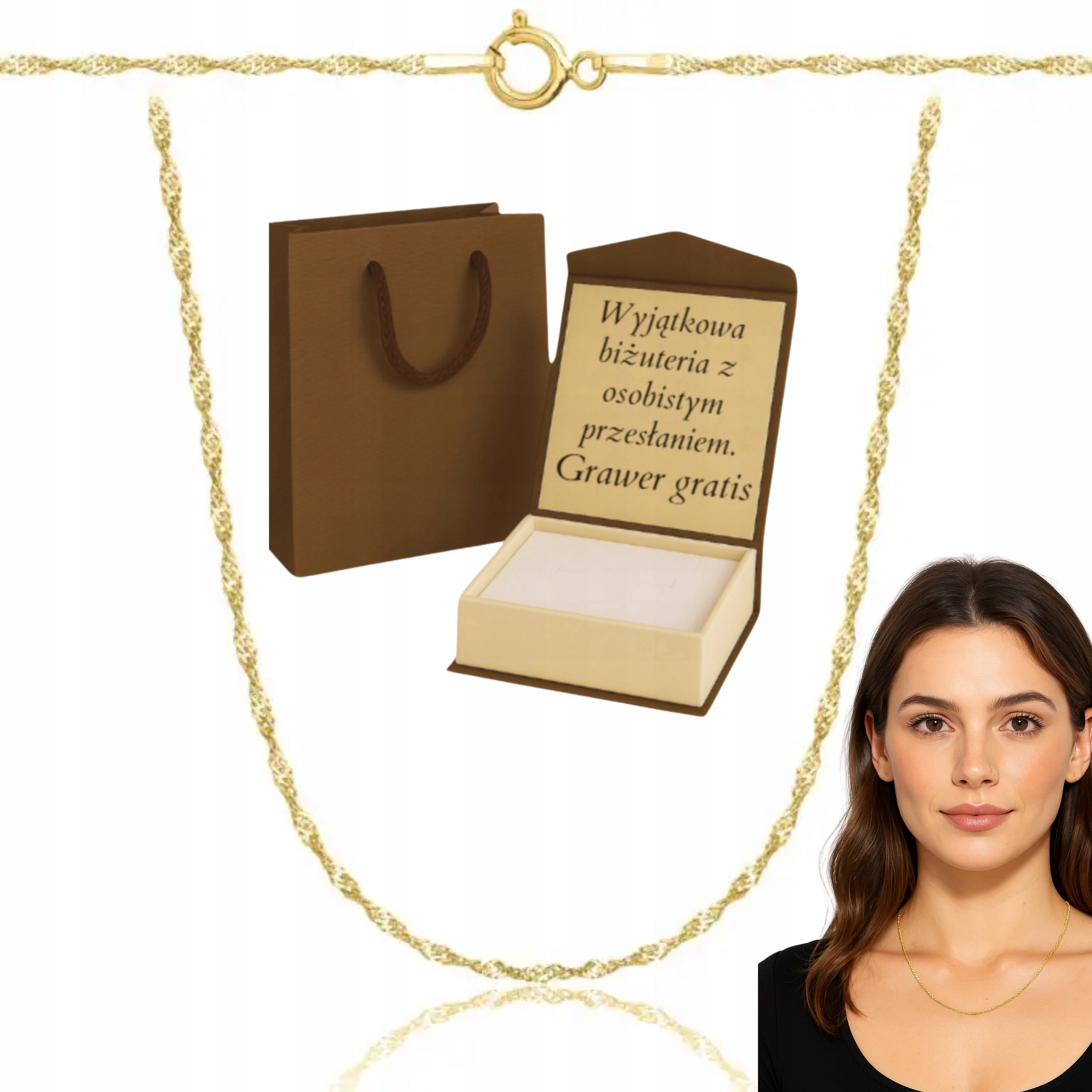 Dámský Řetízek řetízek singapurský náhrdelník, pozlacený Ryzost 925 585 Gravírování