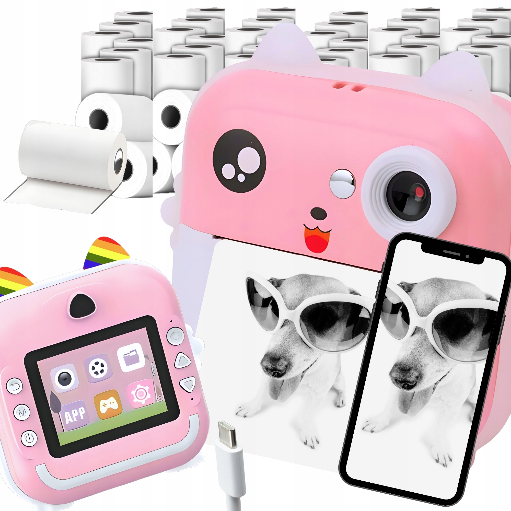 Tisk Mini Termální Tiskárna Instantní Fotoaparát Pro Děti a 11 Rolek