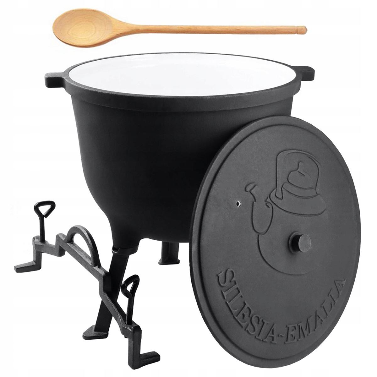 Kociołek emaliowany żeliwny myśliwski 10L Żeliwo Emalia Ognisko